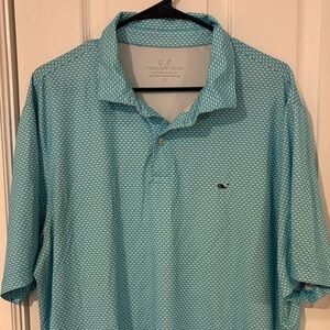 Vineyard Vines Men's Aqua Patterned Polo Shirt